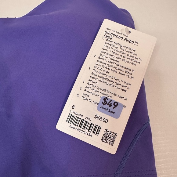 NWT Lululemon Align Tank Top - Picture 6 of 6